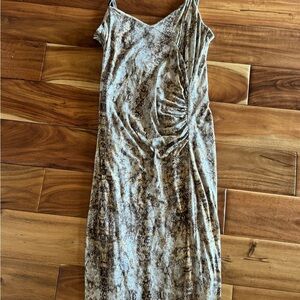 Elegant Snake Print Midi Dress